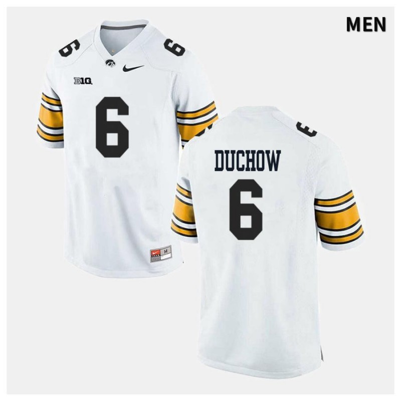 Men's Iowa Hawkeyes NCAA #6 Max Duchow White Authentic Nike Alumni Stitched College Football Jersey PD34T45WT